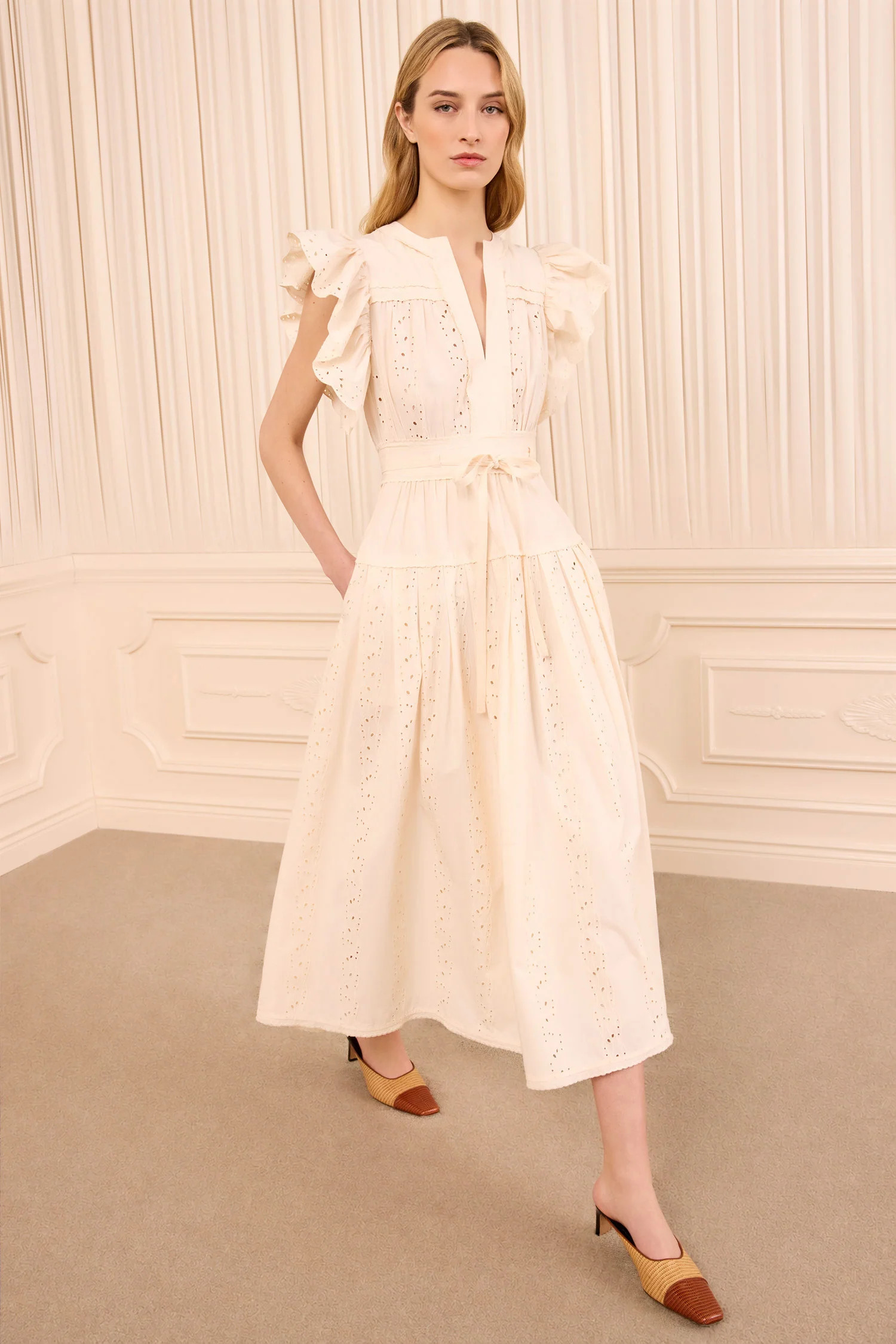 Dani Short Sleeve Cotton Dress - Pearled Ivory | Ulla Johnson