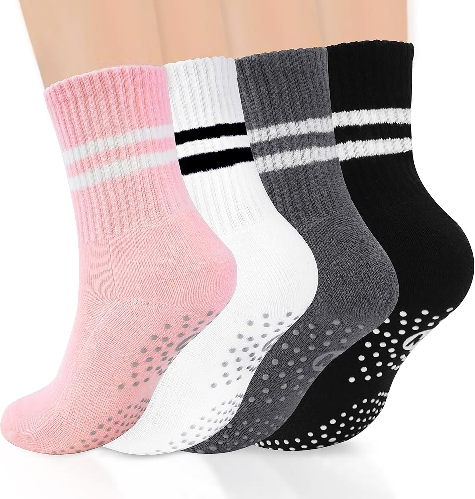 ULEEMARK Womens Pilates Non slip Yoga Socks Dance Gym Exercise Ankle Socks | Amazon (US)