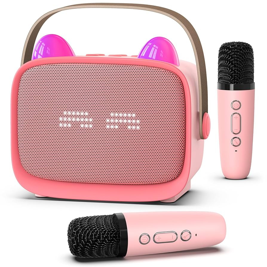 Mgaolo Upgraded Mini Karaoke Machine Toy for Kids, Portable Bluetooth Speaker with 2 Wireless Mic... | Amazon (US)