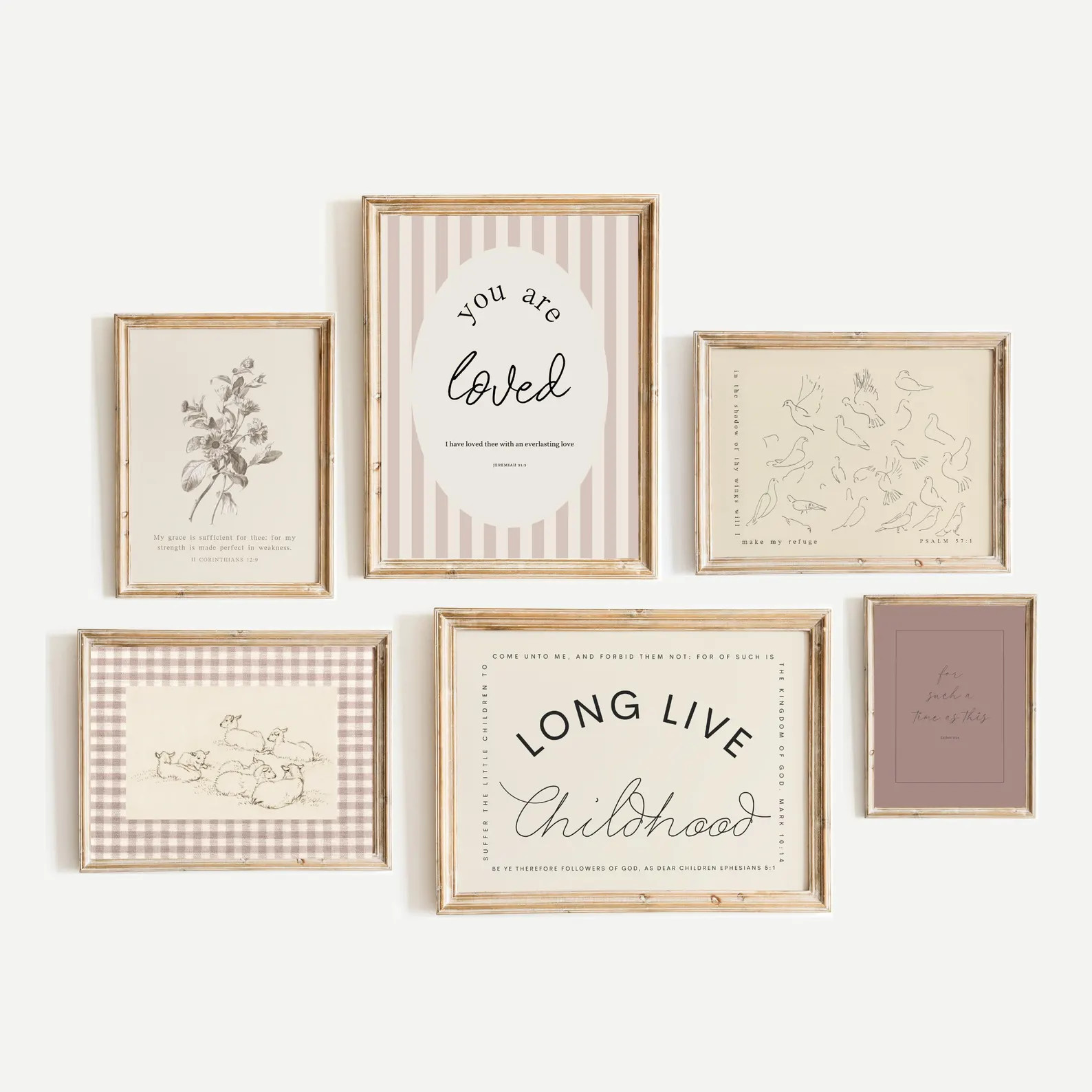 Christian Girls Vintage Gallery Wall, Cottage Core Home Decor, Nursery Scripture Print, Play Room... | Etsy (Global)