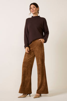 Z SUPPLY Women's Cecile Suede Wide Leg Pants, Size 31, Saddlesuede Brown | Evereve