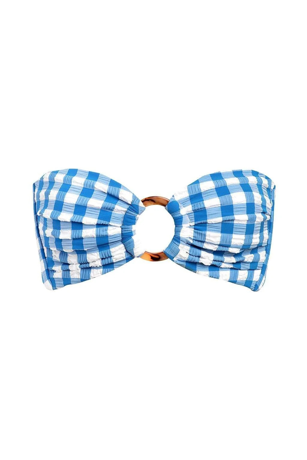 Blue Gingham Tori Ties Bandeau Bikini Top | Montce