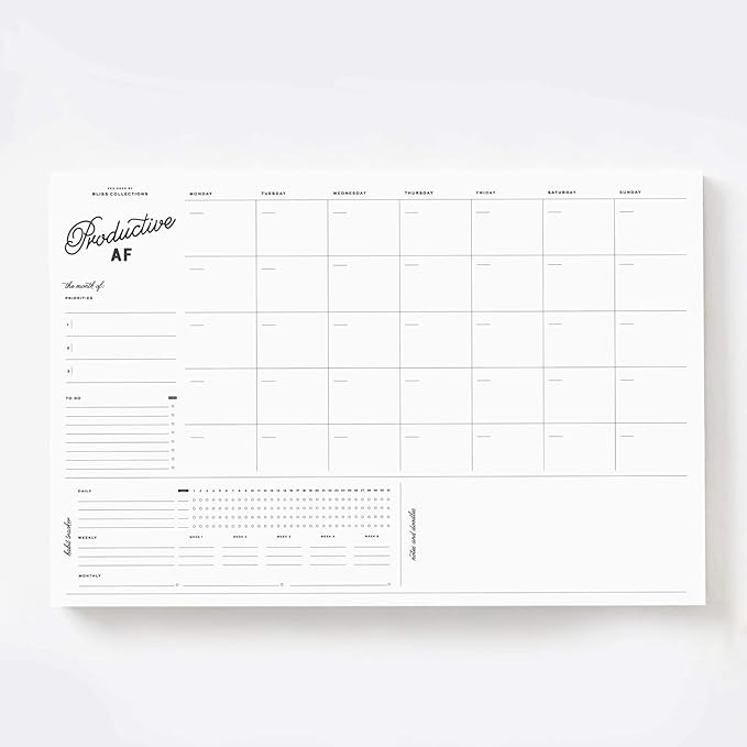 Bliss Collections Monthly Planning Pad, To Do List Notebook - Undated Tear-Off Sheets Notepad - W... | Amazon (US)