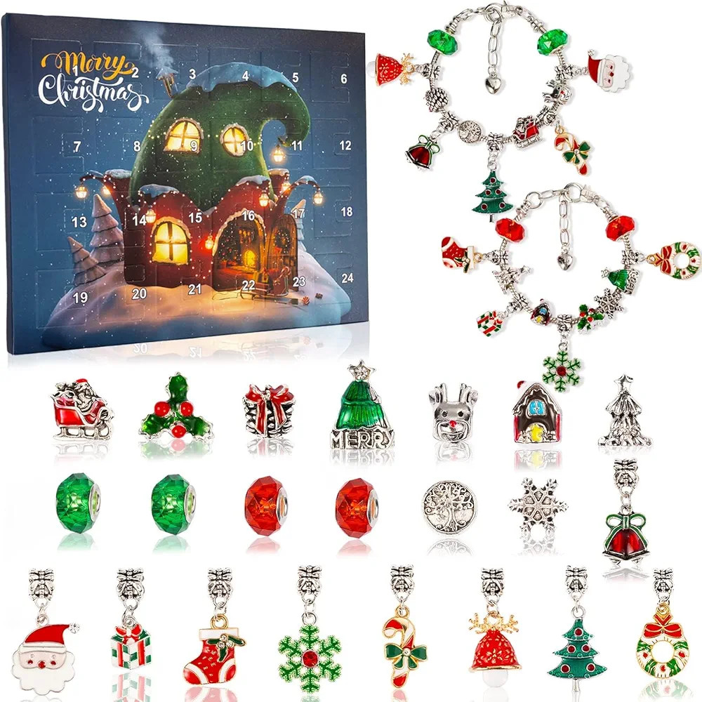 Christmas Advent Calendar Bracelets 2024 for Girls 24 Days Xmas Countdown Calendar DIY Jewelry Ma... | Amazon (US)