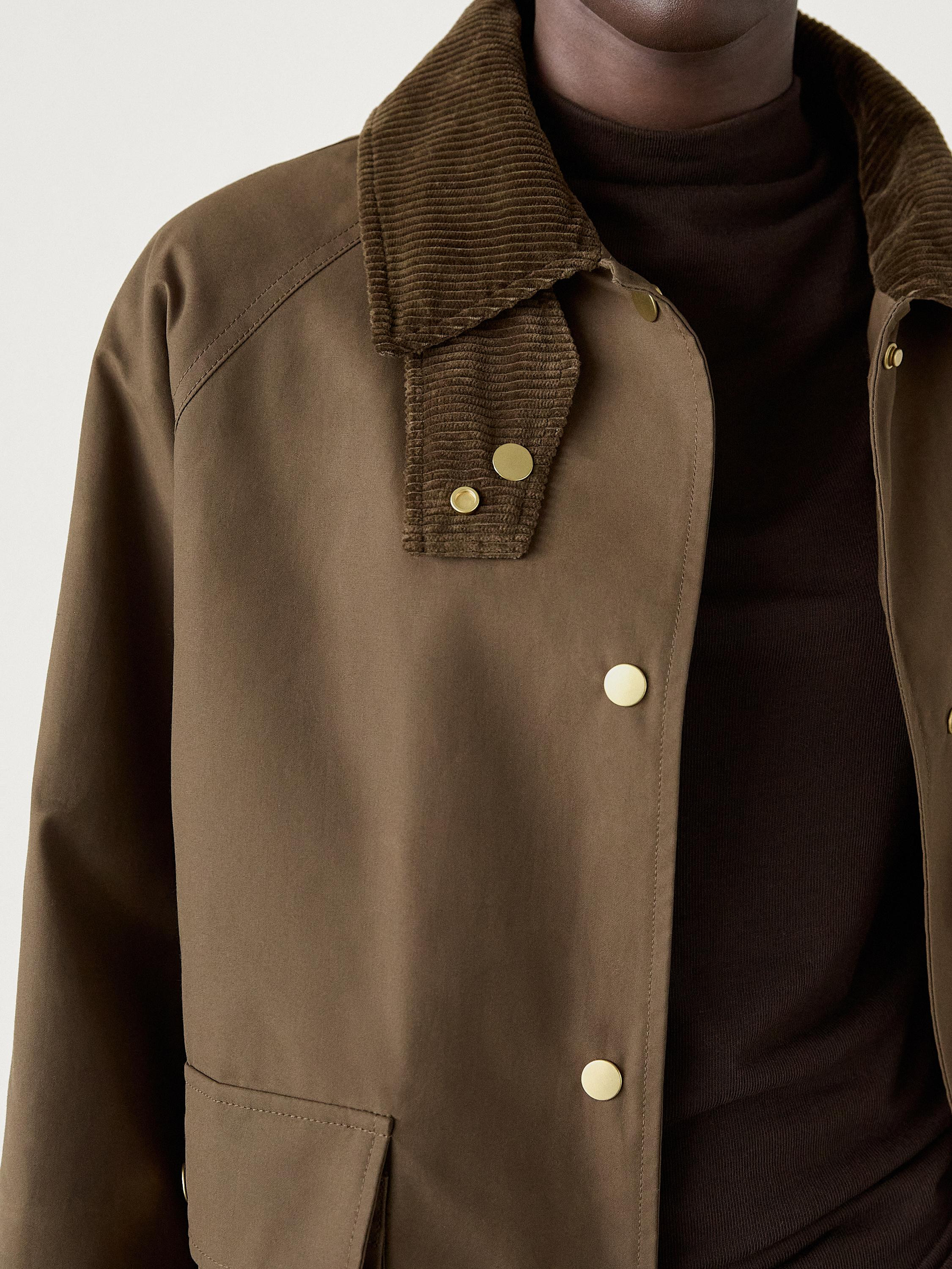100% cotton waxed parka with snap buttons | Massimo Dutti UK