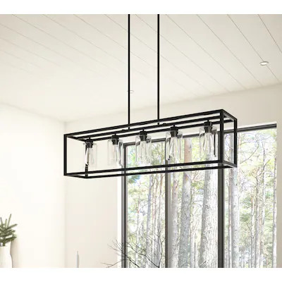 Aiwen 5 -Light Black Clear glass Metal Chandelier | Lowe's