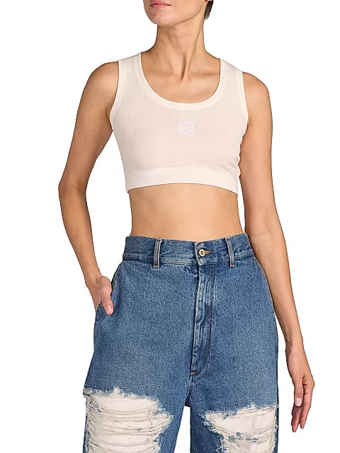Cropped Logo-Embroidered Tank | Saks Fifth Avenue