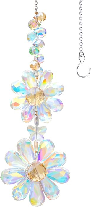 Crystal Flower Suncatcher Hanging Ornament, Rainbow Maker Window Sun Catcher Indoor Outdoor Patio... | Amazon (US)