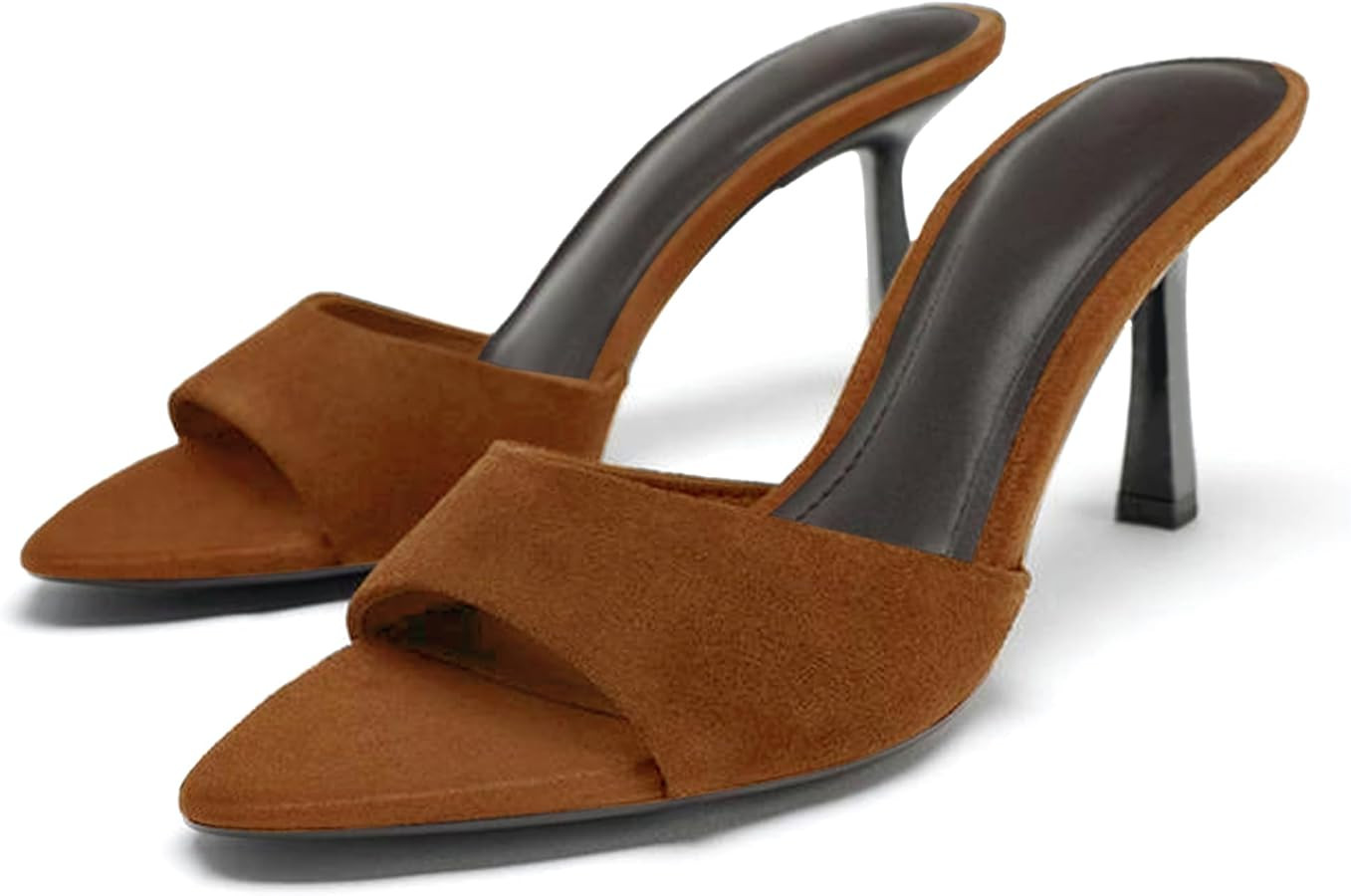 High Heel Mules for Women Slip On Open Pointed Toe Classy Patent Leather Stiletto Pumps Formal Sl... | Amazon (US)