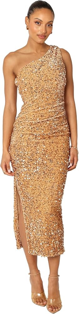 Petal & Pup Women's Kiki One Shoulder Midi Dress-Gold | Amazon (US)