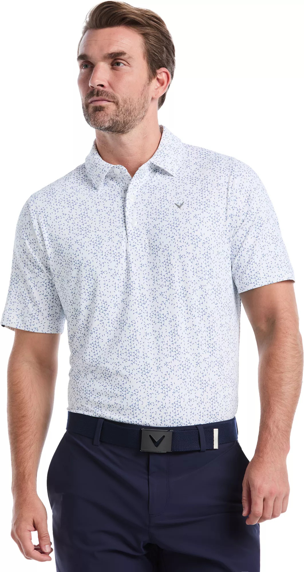 Callaway Men's Chevron Print Short Sleeve Golf Polo, Large, Bright White | Golf Galaxy