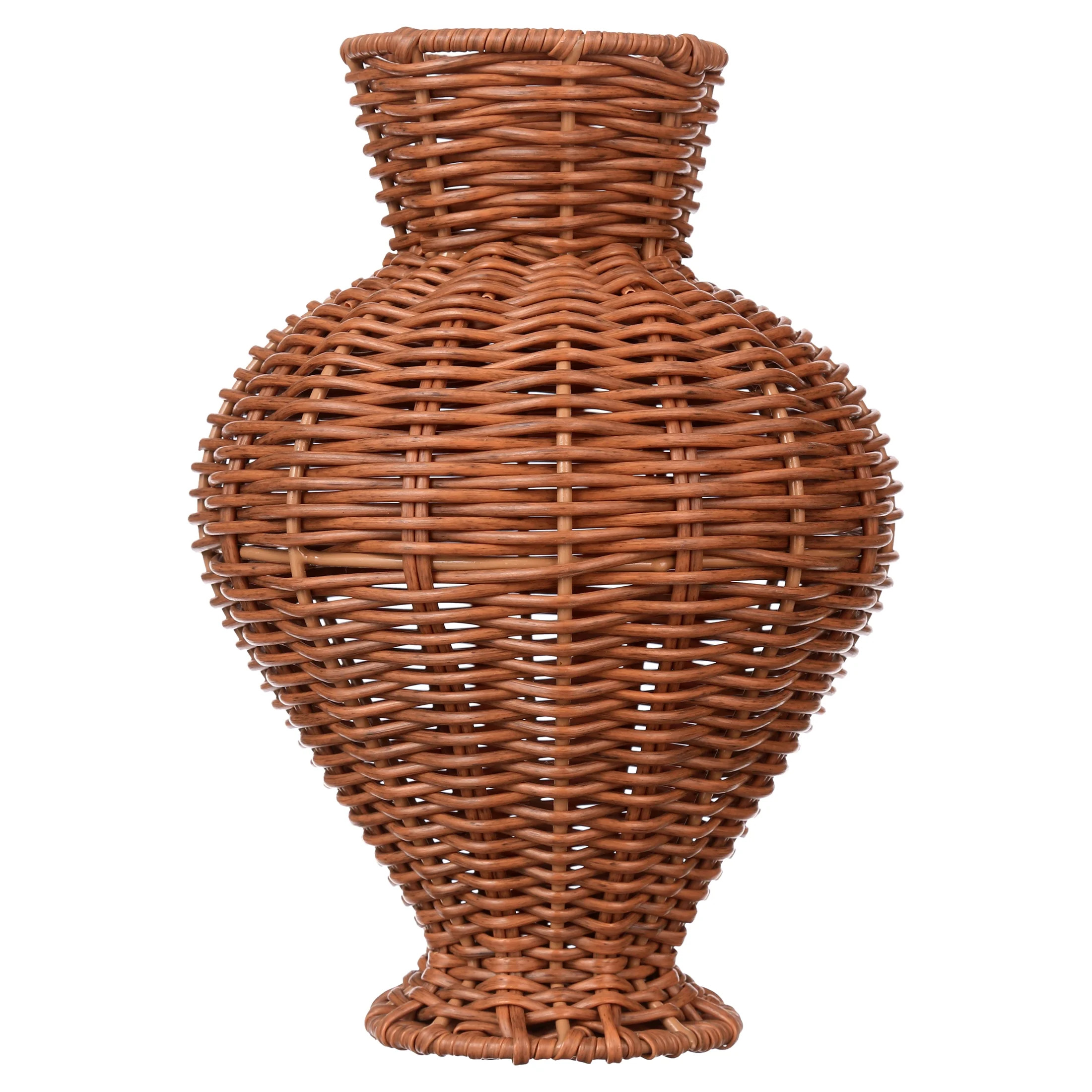 Better Homes & Gardens Woven Faux Rattan Indoor Vase, 10", Brown - Walmart.com | Walmart (US)