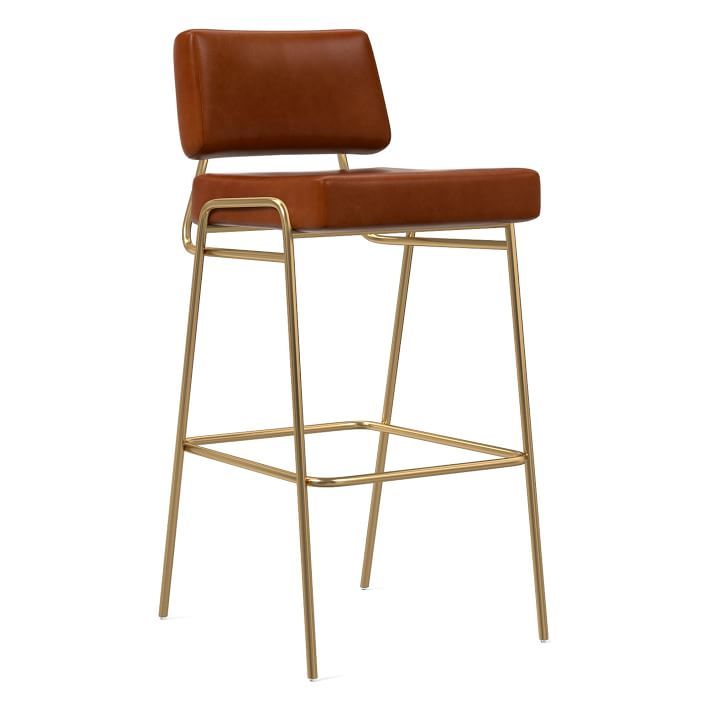 Wire Frame Leather Bar & Counter Stools | West Elm (US)