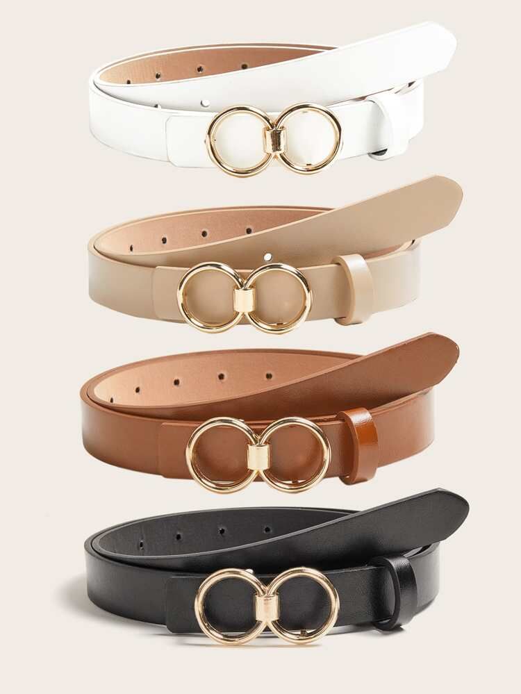 4pcs Double O-ring Buckle Belt | SHEIN