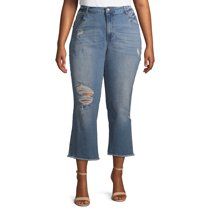 No Boundaries Juniors' Plus Size Crop Kick Flare Jeans | Walmart (US)