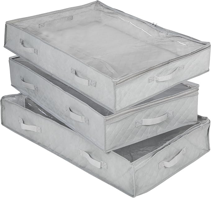 Honey-Can-Do 3-Pack Under Bed Fabric Storage Container Bags For Clothes & Blankets with Window an... | Amazon (US)