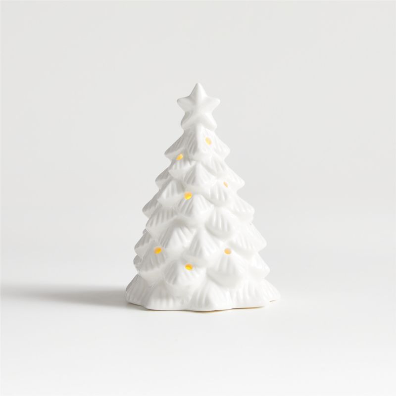 LED Mini White Ceramic Christmas Tree | Crate & Barrel | Crate & Barrel