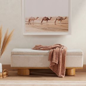 Round Plinth Legs Storage Bench (55") | West Elm (US)