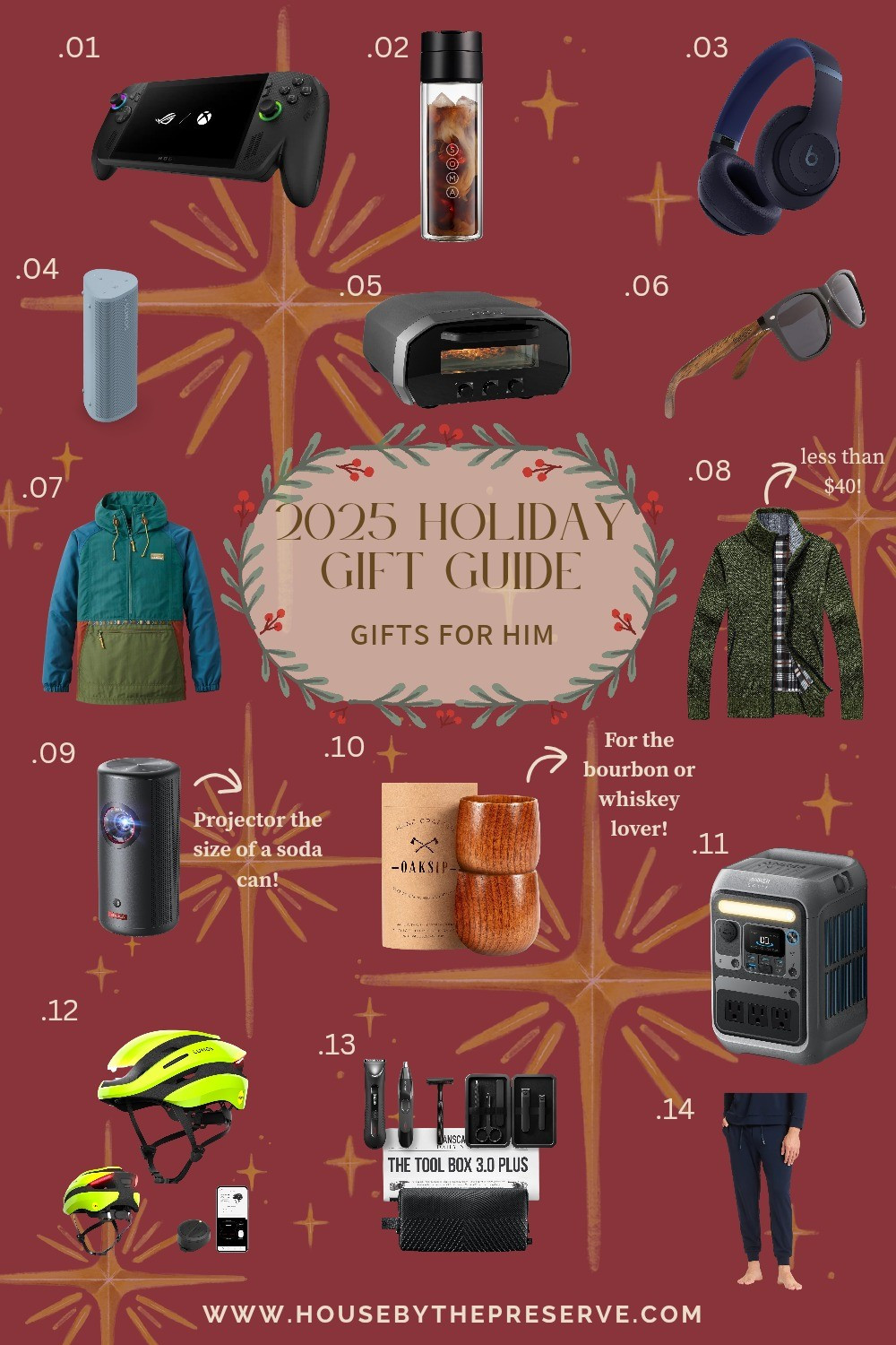 Shopping for the guys just got so much easier with my 2025 Holiday Gift Guide for Him, featuring hits like a portable pizza oven, essential tech, and a projector the size of a soda can! 🎁 I’ve also included a cozy jacket under $40 and unique finds for the whiskey lover, so you are covered for every budget. ✨

#LTKGiftGuide #LTKHoliday #LTKMens