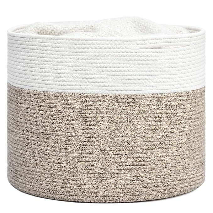 Goodpick Woven Rope Basket 15.8 x 13.8 inches, Toy Storage Basket for Organizing, Blanket Basket ... | Amazon (US)