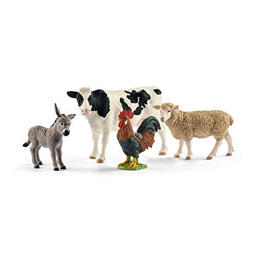 Schleich Farm World - Starter Set, Includes 4 x Collectible Toy Farm Animals, Cow, Sheep, Donkey Foal and Rooster Farm Animal Toys for Kids Ages 3+ | Amazon (US)