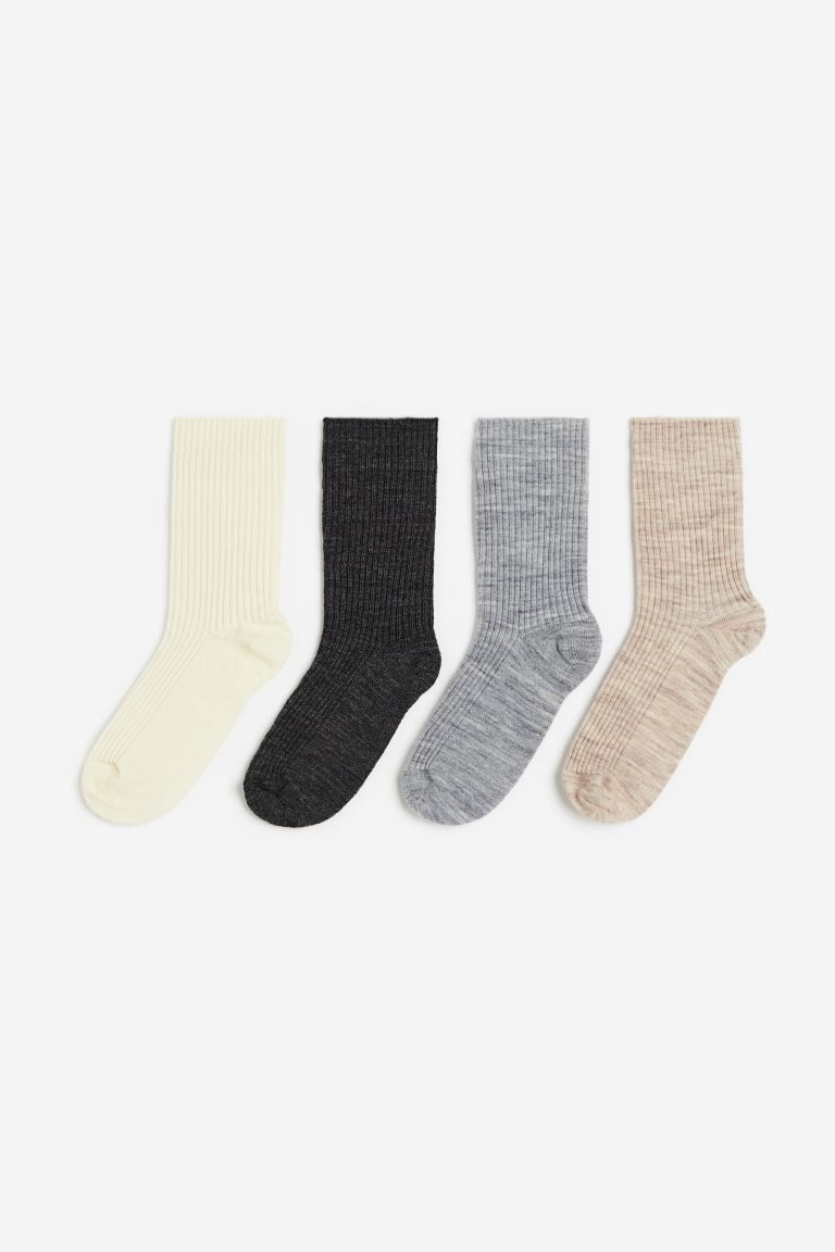 4-pack Wool-blend Socks - Gray melange - Kids | H&M US | H&M (US + CA)
