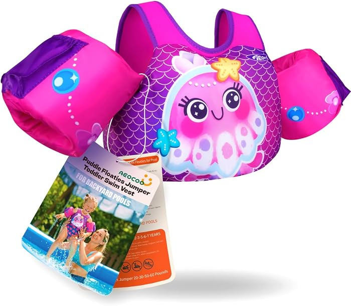 Puddle Float Jumper 20-30-50-60-70 Pounds, Toddler Swim Vest for 1-3-5-6-7 Years Old, Pool Floats... | Amazon (US)