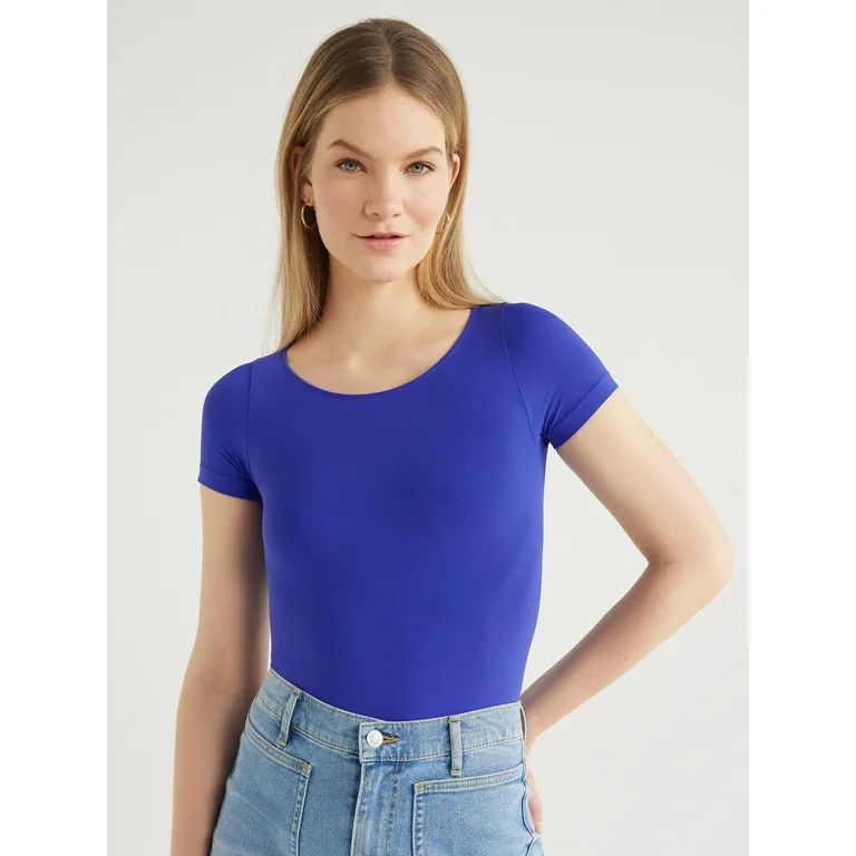 Scoop Women’s Crew Neck Bodysuit with Short Sleeves, Sizes XS-XXL | Walmart (US)