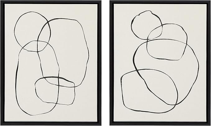 Kate and Laurel Sylvie Modern Circles and Going in Circles Framed Linen Textured Canvas Wall Art ... | Amazon (US)