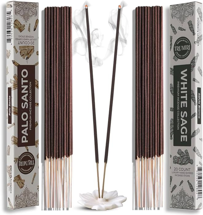 Trumiri Incense Sticks - Combo Pack of 40 Insence-Sticks - 20 Palo Santo + 20 White Sage - Cleans... | Amazon (US)