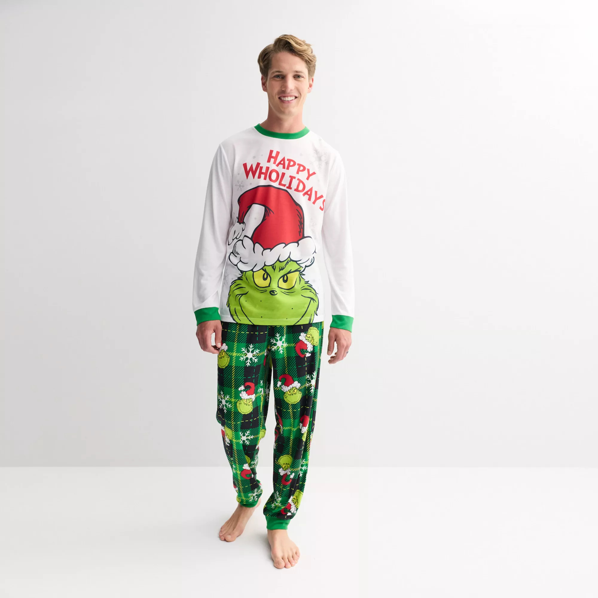 Men's Jammies For Your Families® Grinch Happy Wholidays Pajama Top & Pajama Bottoms Set | Kohl's