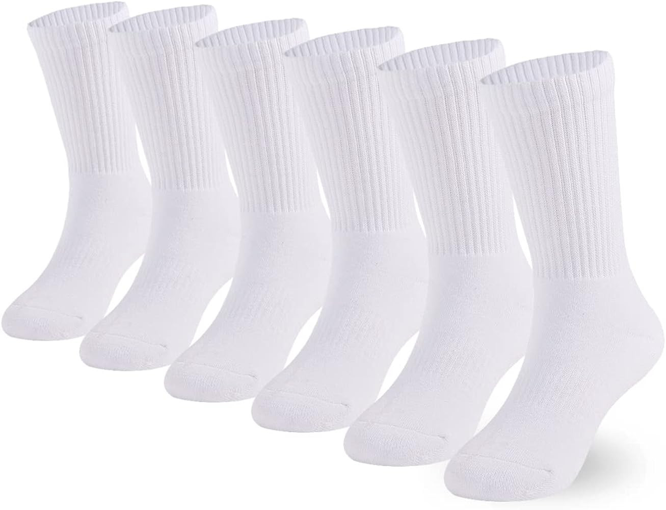 Marchare Boys Socks Kids Cushioned Crew Socks Girls Thick Cotton Athletic Running Socks Black/Whi... | Amazon (US)
