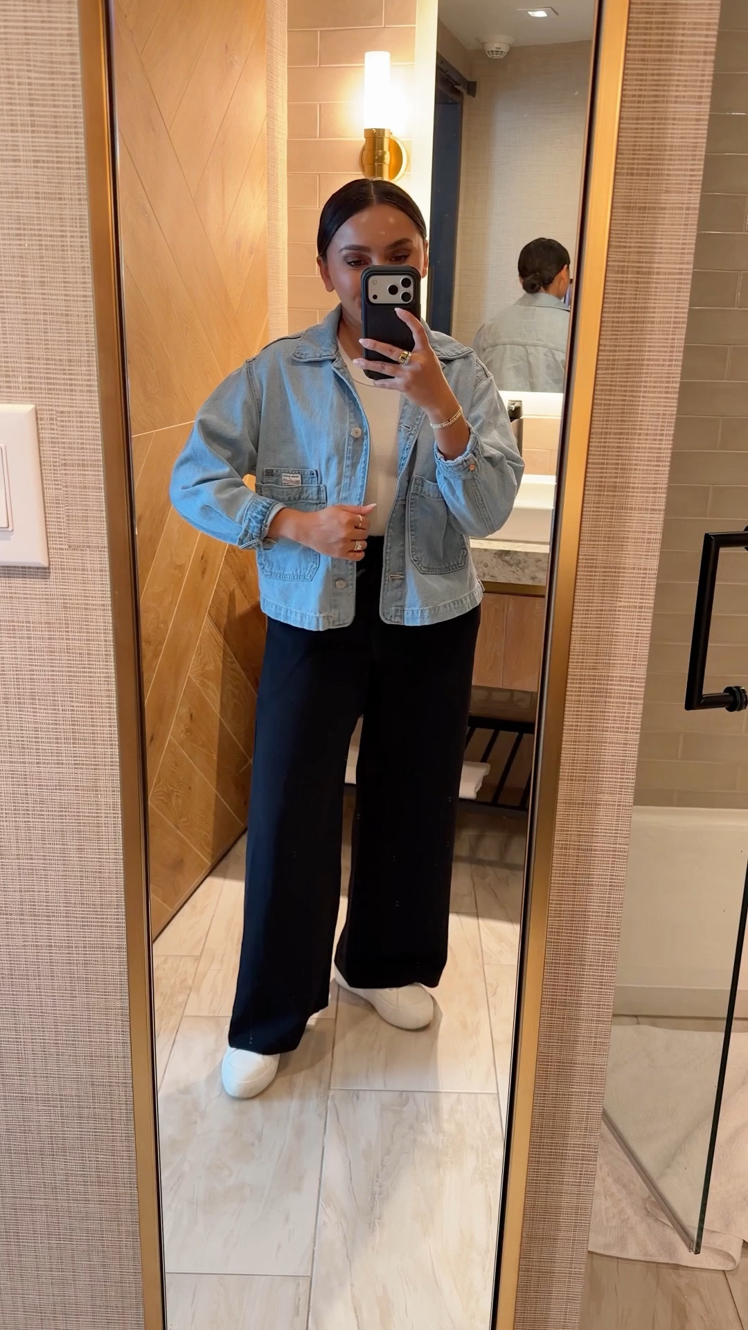 Travel airport outfit!
Denim jacket size xs petite TTS 
White tanks size xs petite TTS 
Black pants size small short TTS 
Sneakers size 6.5 TTS 


#LTKSaleAlert #LTKootd #LTKPetite