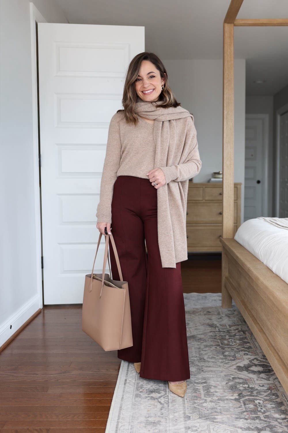 Burgundy pants styled four ways for work! 

These ponte pants are stretchy and comfortable. They come in three color options and in petite have a 10” rise and a 29” inseam (works best with heels for me). I recommend a size up for the best fit! If you base your sizing off of mine I would go with petite xs. 

Sweater (Quince): xs in oatmeal 
Wrap (Quince): xs in oatmeal 
Shoes (Sam Edelman): tts in French sand 

My measurements for reference: I’m 4’10” and 105lbs. My bust, waist, and hip measurement is 32”, 24”, and 36”.

#LTKWorkwear #LTKPetite