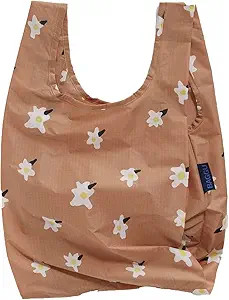 BAGGU Small Reusable Shopping Bag, Ripstop Nylon Grocery Tote or Lunch Bag, Painted Daisy | Amazon (US)