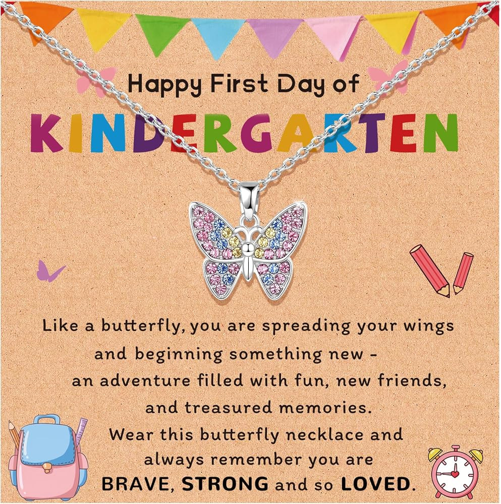 SmileBelle First Day of Kindergarten Gift for Girls Butterfly Necklace | Amazon (US)