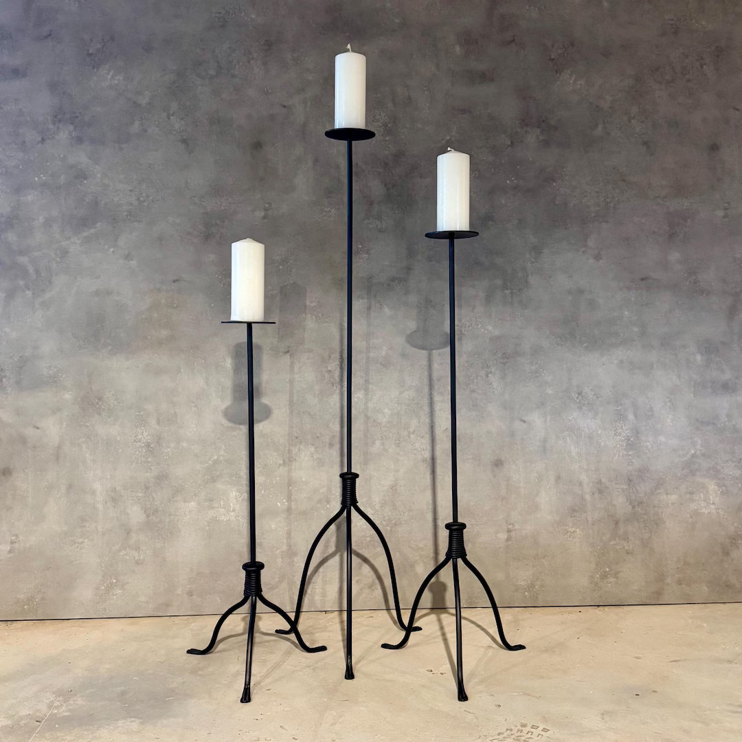 Bathroom Tall Floor Candle Holder Set of 3, Rustic Wrought Iron Bathroom Accessories, Large Candl... | Etsy (US)