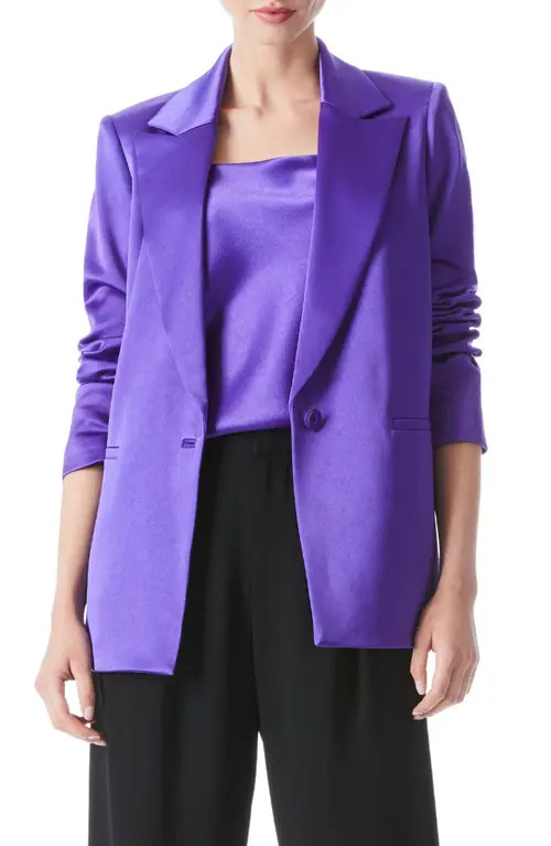 Alice + Olivia Denny Satin Blazer in Purple at Nordstrom, Size 10 | Nordstrom