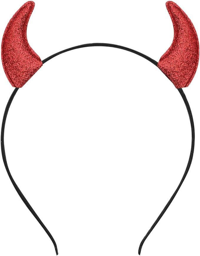 Glitter Devil Horns Headband Halloween Fancy Dress Cosplay Hairband | Amazon (US)