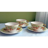 Antique Porcelain Tea Cup With Saucer. Hand Painted Current Fruit & Leaves | Etsy (US)