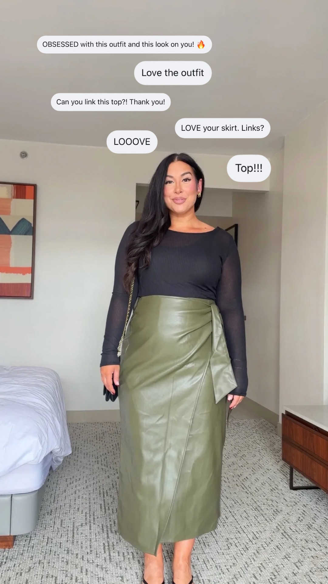This olive wrap skirt is literally everything! Wearing an XL on the bottom and a L on top. So flattering and soft belly approved. Midsize, midsize fashion, fall fashion, amazon summit 

 #LTKootd #LTKMidsize