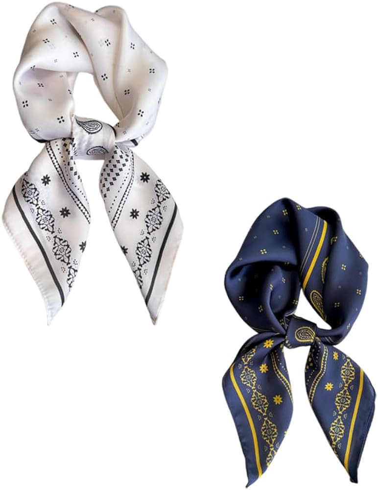 FONYVE Silk Feeling Scarf Medium Square Satin Head Scarf for Women 27.5 × 27.5 inches | Amazon (US)