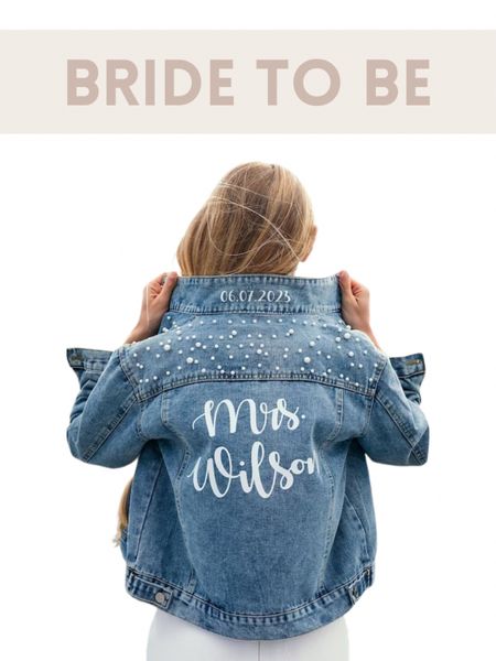 Bride denim jacket. Custom bride jacket. Gifts for the bride. Bridal shower gifts. Bachelorette party. Etsy bride finds.

#LTKFindsUnder50 #LTKFindsUnder100 #LTKWedding
