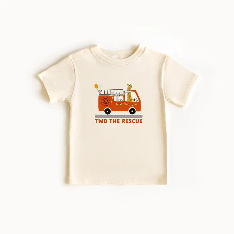 Two the Rescue Firetruck Birthday Shirt | Second Birthday Party - Etsy | Etsy (Global)