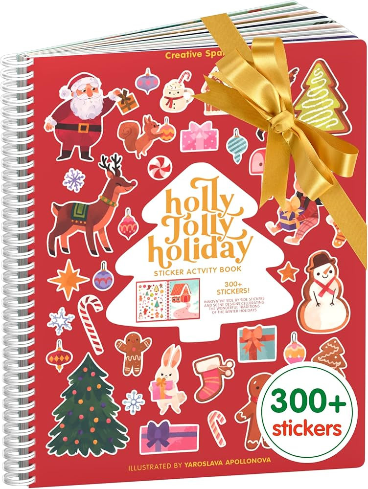 CUPKIN Holly Jolly Holiday Stickers for Kids, Toddler Sticker Book, Santa Christmas Activity Book... | Amazon (US)