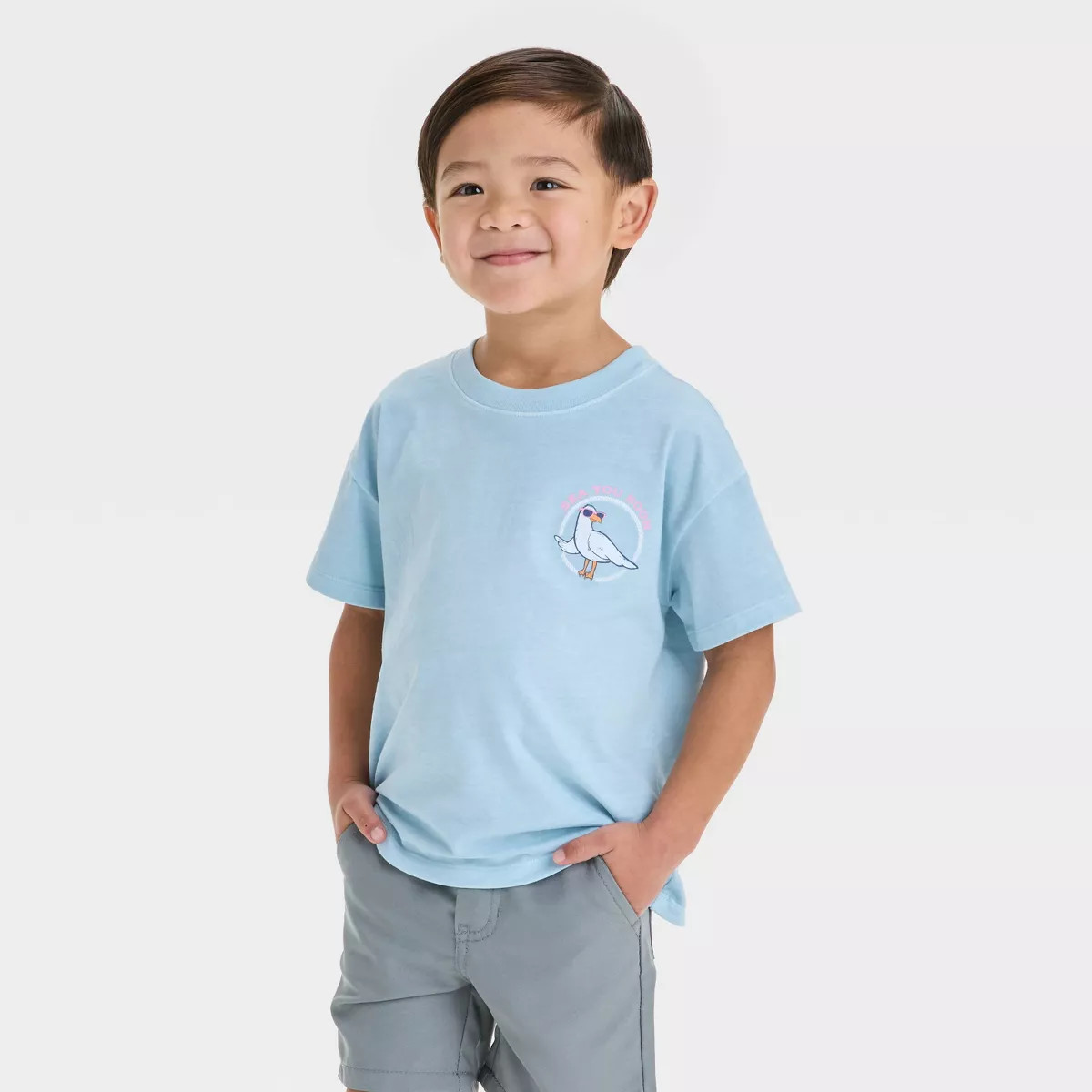 Toddler Boys' Short Sleeve Seagull Graphic T-Shirt - Cat & Jack™ Soft Blue | Target