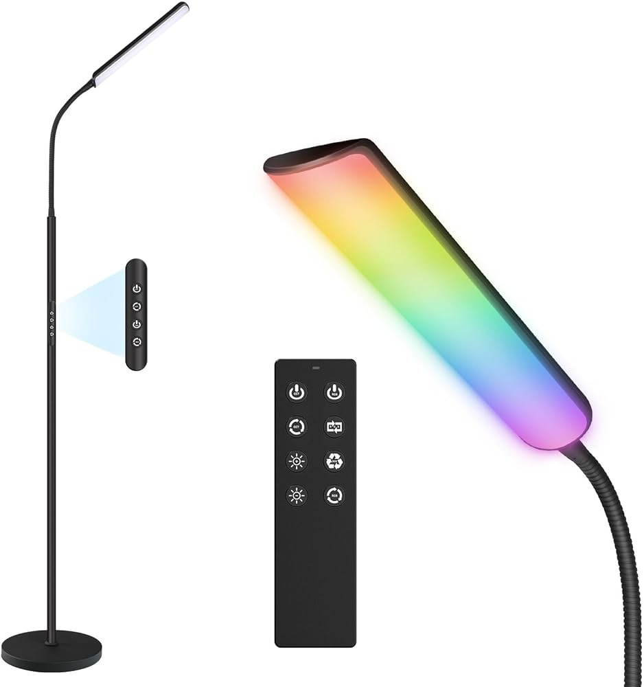 Dimunt LED Floor Lamp, 15W Super Bright RGB Corner Lamp, 3000K-6500K 4 Color Temps Dimmable Floor... | Amazon (US)