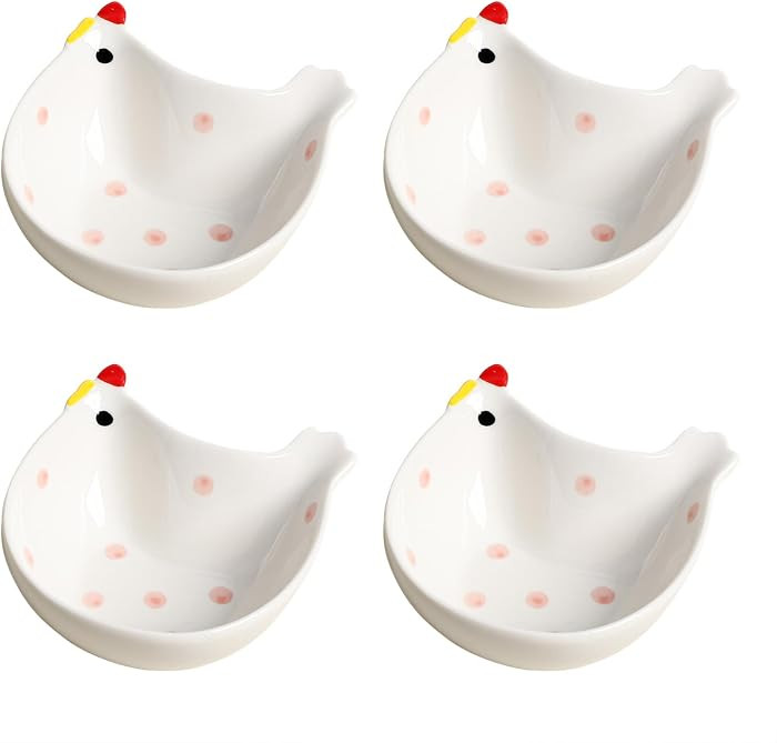 WAIT FLY Cute Chicken/Rabbit/Cat Shaped Ceramic Side Dishes, Stackable Seasoning Dishes, Soy Sauc... | Amazon (US)