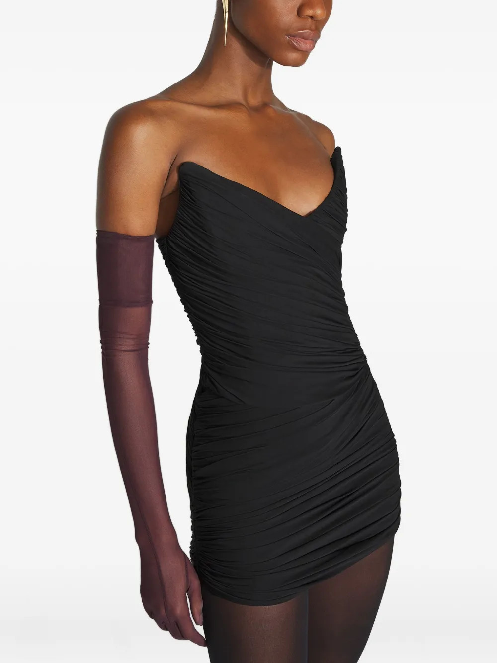 Mugler Draped Mini Dress | Black | FARFETCH | Farfetch Global