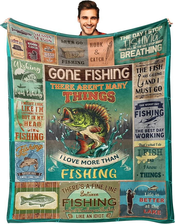 Fishing Blanket 60" X 80", Fishing Gifts for Men, Fishing Gifts, Gift for Fishermen, Fish Present... | Amazon (US)